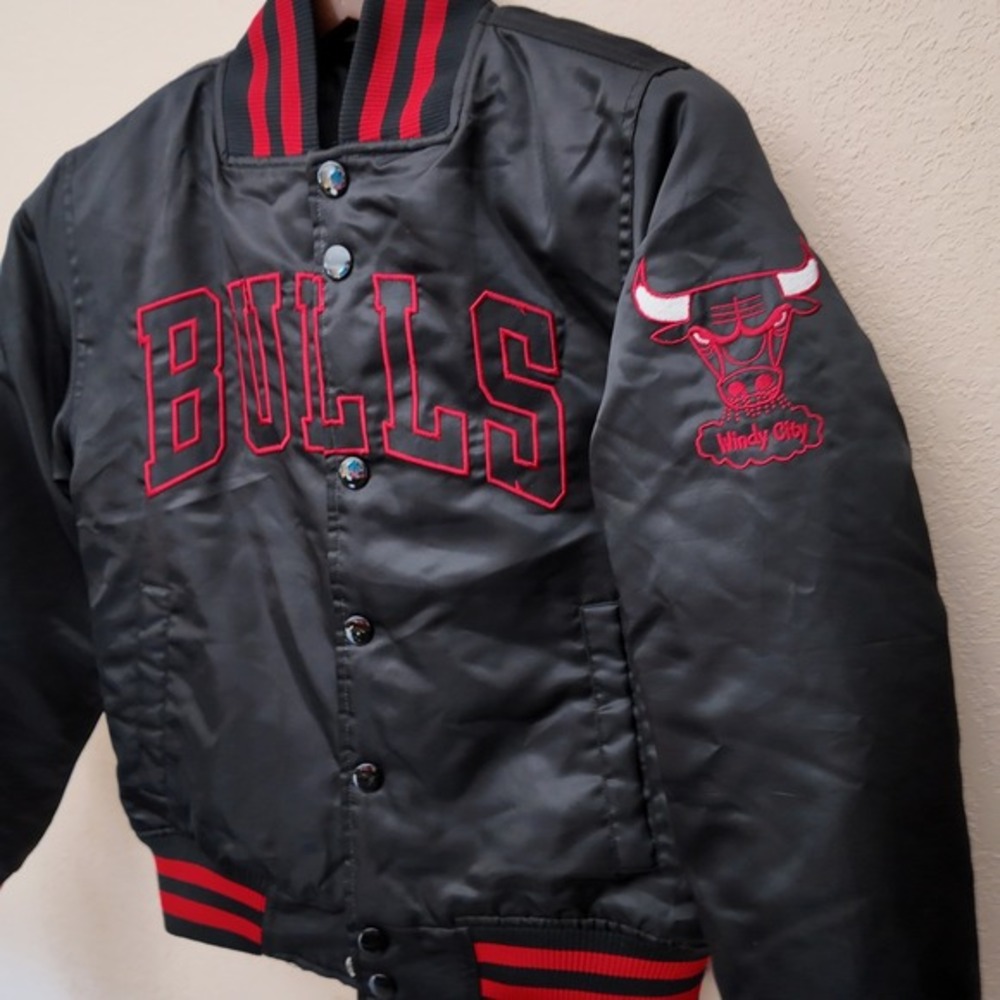 Vintage Majestic Chicago Bulls NBA Hardwood Classics Satin‎ Bomber Jacket M KIDS